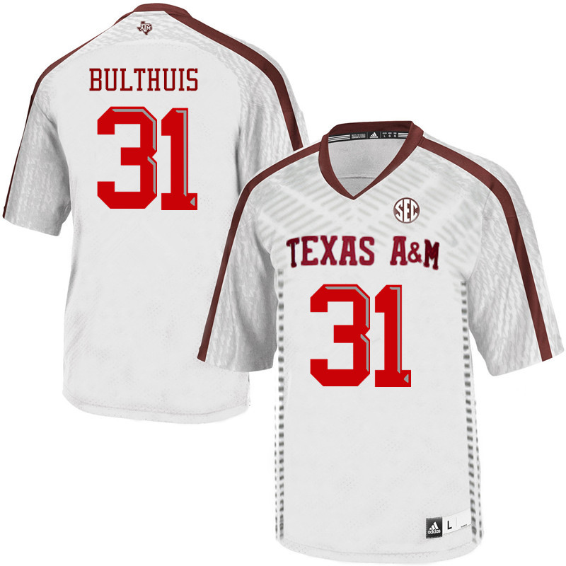 Men #31 Tyler Bulthuis Texas A&M Aggies College Football Jerseys Sale-White